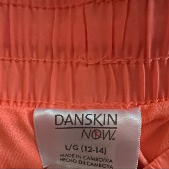 DANSKIN NOW WOMEN ATHLETIC SHORTS SIZE L (12-14) ORANGE NEON - Picture 2 of 6